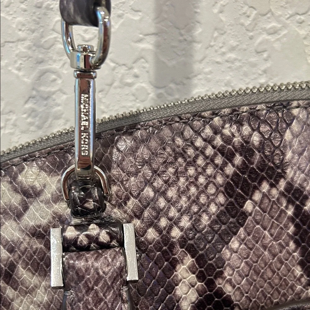 Michael Kors Riley Python Embossed Leather Satchel Shoulder Bag Tote